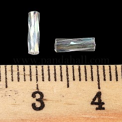 セイロンガラスツイストビューグルビーズ 10g  透明色の虹  透明  6.5x2mm  穴：0.8mm&nbsp;X-SEED-L012-01I