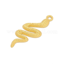 ラックメッキ合金ペンダント  カドミウムフリー＆鉛フリー  ヘビ  マットゴールドカラー  39x15x2.5mm  穴：2mm&nbsp;PALLOY-D369-24MG-02