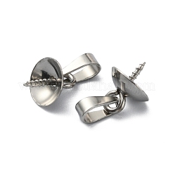 304ステンレスカップペグベイル  片穴パーツ用  ステンレス鋼色  15.5mm  穴：6x3mm  ピン：1.3mm  ペンダント：10x8mm&nbsp;FIND-WH0110-053C-P