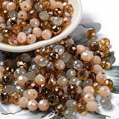 ガラスビーズ  多面カット  ロンデル  バリーウッド  6x5mm  穴：1mm  約280個/60g&nbsp;EGLA-A034-SM6mm-34