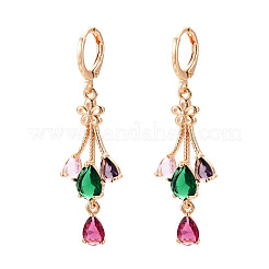 Brass Micro Pave Cubic Zirconia Leverback Earrings&nbsp;EJEW-N058-03G