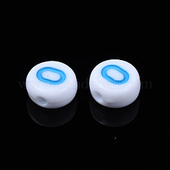 白い不透明なアクリルビーズ  混合色番号のフラットラウンド  NUM。0  7x3.5mm  穴：1.2mm  約3800個/500g&nbsp;MACR-T038-18-0