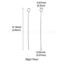 アイアンアイピン  カドミウムフリー＆鉛フリー  プラチナ  21ゲージ  38x0.7mm  穴：2mm&nbsp;IFIN-FS0001-31D