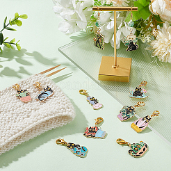 Potted Plant with Cat Pendant Stitch Markers&nbsp;HJEW-AB00322