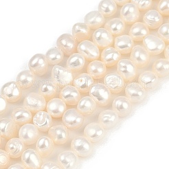 天然養殖淡水パールビーズ連売り  研磨両側  グレード4a++  貝殻色  5~6mm  穴：0.7mm  約63個/連  13.46~13.66''（34.2~34.7センチメートル）&nbsp;PEAR-P064-19G-03A