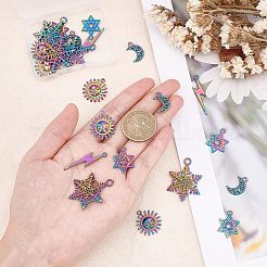 25Pcs 5 Styles Rainbow Color Alloy Pendants&nbsp;PALLOY-NB0002-07-RS