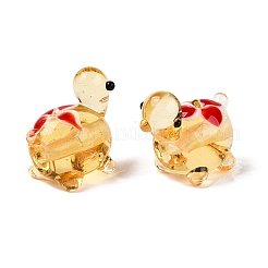 手作りランプワークビーズ連売り  花と亀  ライトカーキ  15~18x15~18x11~12.5mm  穴：1.2~1.8mm  約30~35個/連  15.35~17.52インチ（39~44.5cm）&nbsp;LAMP-N024-36E