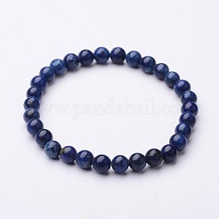 天然ラピスラズリビーズのストレッチブレスレット  2-1/4インチ（5.6cm）&nbsp;X-BJEW-F202-04