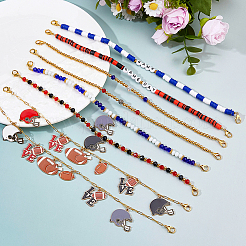 8Pcs 8 Styles Polymer Clay & Glass & Acrylic Bead Baseball Cap Chains&nbsp;HJEW-FH00214