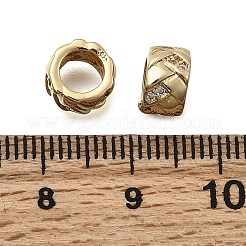 Brass Micro Pave Clear Cubic Zirconia European Beads&nbsp;KK-Z126-08G