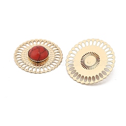 Brass Synthetic Turquoise Cabochons&nbsp;KK-Z088-07G-01