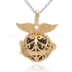 Golden Tone Brass Hollow Round Cage Pendants&nbsp;KK-J237-08G