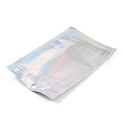 長方形のジッパー付きプラスチック製グリッターホログラフィックバッグ  再封可能なバッグ  透明  16x11cm  穴：8mm  片側の厚さ：2.3ミル（0.06mm）&nbsp;OPP-YWC0001-11X16