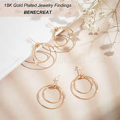 10Pcs Brass Double Ring Dangle Stud Earrings for Women&nbsp;KK-BC0010-49
