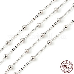 変色防止ロジウムメッキ 925スターリングシルバーサテライトチェーン  ハンダ付け  プラチナ  リンク：1.5x1x0.5mm  3mm&nbsp;STER-F052-16P