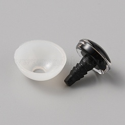プラスチック人形クラフトの目  安全の目  スペーサー付き  おもちゃの DIY アクセサリー用  半円  ブラック  22x16mm&nbsp;DIY-WH0308-518