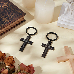 4Pcs Cross Stainless Steel Pendant Keychains&nbsp;KEYC-UN0001-28