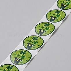 クローバー紙ステッカー  粘着紙ギフトタグステッカー  パーティーのために  装飾的なプレゼント  黄緑  25mm  500PCS /ロール&nbsp;DIY-WH0780-08