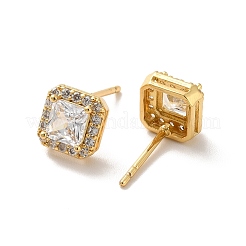 Clear Cubic Zirconia Square Stud Earrings&nbsp;EJEW-K093-19G