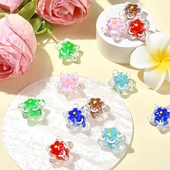 12個6色手作りランプワークビーズ  エナメル  花とスター  ミックスカラー  20~20.5x21~21.5x11.5~12mm  穴：1.6mm  2個/カラー&nbsp;LAMP-CJ0001-98