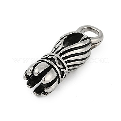 304ステンレスペンダント  コラムチャーム  アンティークシルバー  36x12mm  穴：5.5x6mm&nbsp;STAS-F310-04AS-03
