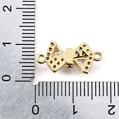 真鍮製のクリアキュービックジルコニアコネクタチャーム  18KGP本金メッキ  蝶結び  8.5x17.5x4mm  穴：1.2mm&nbsp;KK-U065-04A-G
