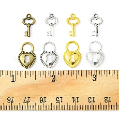 80 個 8 スタイル DIY 合金ペンダント  ハートロック＆キー  ミックスカラー  15.5~17.5x9~11.5x2.5mm  穴：1~5.5mm  10個/スタイル&nbsp;FIND-FS0001-66