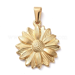304ステンレスペンダント  デイジーの花  ゴールドカラー  26x23x3mm  穴：8x3mm&nbsp;STAS-I127-086G