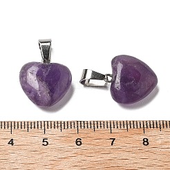 天然石アメジストペンダント  プラチナブラスループ付き  腫れた心  18~19x15~15.5x7~10mm  穴：6x2.5~3mm&nbsp;G-I311-A18