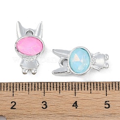 Uvメッキ合金ペンダント  ガラスと  鉛フリー＆カドミウムフリー  兎  ミックスカラー  プラチナ  18x10x5mm  穴：2mm&nbsp;FIND-M018-30P