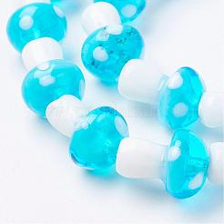 手作りランプワークビーズ連売り  キノコ  ミックスカラー  11.5~14.5x9~11mm  穴：1mm  1個/連について  25インチ（13.54cm）&nbsp;LAMP-E015-03