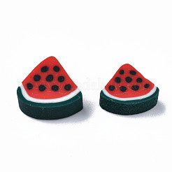手作り樹脂粘土ビーズ  スイカのスライス  レッド  9.5~10.5x10~10.5x4.5~5mm  穴：1.8mm&nbsp;X-CLAY-R069-01J