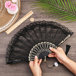 1Pc Plastic & Cloth Fans&nbsp;AJEW-SP0003-76