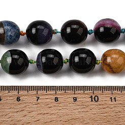 天然石瑪瑙ビーズ連売り  染め＆加熱  混合図形  ミックスカラー  12.5~19.5x11.5~20x7~14mm  穴：1.8mm  約19~30個/連  15.55~16.85''（39.5~42.8センチメートル）&nbsp;G-F820-A01-01