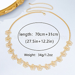 女性用合金製中空花リンクチェーンベルト  ゴールドカラー  700mm&nbsp;WG57BD8-01