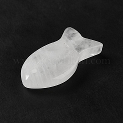天然石クオーツクリスタルペンダント  ロッククリスタルペンダント  魚のチャーム  39x20x7~7.5mm  穴：2.3mm&nbsp;G-G932-B20