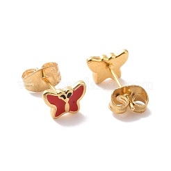 Enamel Butterfly Stud Earrings with 316L Surgical Stainless Steel Pins&nbsp;EJEW-P204-04G