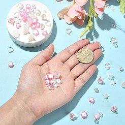 420 個 12 スタイルスプレーペイント ABS プラスチック模造パールビーズ  ミックスカラー  6~10x6~11x3~8.5mm  穴：1.4~2mm&nbsp;MACR-CJ0001-63