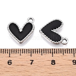 ラックメッキ合金エナメルチャーム  ハートチャーム  プラチナ  ミックスカラー  14.5x13x2mm  穴：1.6mm&nbsp;X-ENAM-N056-343P