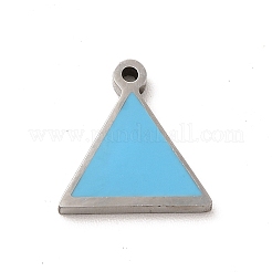 304ステンレススチールエナメルチャーム  トライアングルチャーム  ステンレス鋼色  ミックスカラー  11.4x11x1.4mm  穴：1mm&nbsp;STAS-A078-08P