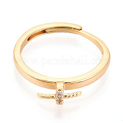 Brass Micro Pave Cubic Zirconia Cup Peg Ring Settings&nbsp;KK-T076-07G