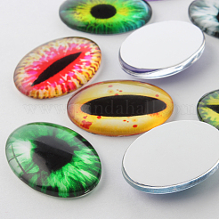 Dragon Eye Theme Ornaments Glass Oval Flatback Cabochons&nbsp;GGLA-A003-18x25-WW