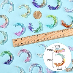 20個2色透明UVメッキアクリルビーズ  虹色の  蝶と土星の月  ミックスカラー  41.5x37.5x10.5mm  穴：2mm  10個/カラー&nbsp;PACR-YW0001-31