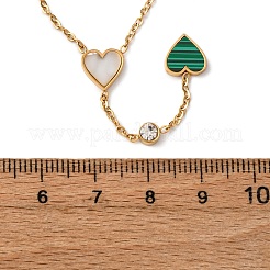 304ステンレススチールクリスタルラインストーン＆樹脂カラフルハートペンダントネックレス（女性用）  イオンプレーティング（ip）  18KGP本金メッキ  16.54インチ（42cm）&nbsp;NJEW-F346-03G