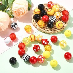 植え付け用アクリルビーズ50個  水平穴  野球  ミックスカラー  19.5mm  穴：2.5mm&nbsp;SACR-CJC0010-01A