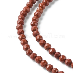 天然石レッドジャスパービーズ連売り  多面カット  ラウンド  3~4mm  穴：0.7mm  約106個/連  15.04~15.43インチ（38.2~39.2cm）&nbsp;G-F748-H01-02