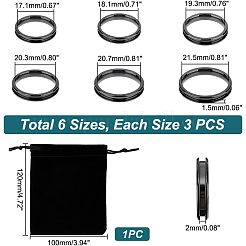 18pcs 6 Style 304 Stainless Steel Grooved Finger Ring Settings&nbsp;STAS-UN0040-58
