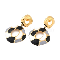 304 Stainless Steel Enamel Dangle Stud Earrings for Women&nbsp;EJEW-F353-01G-02