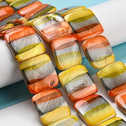 スプレー塗装天然淡水シェルビーズ連売り  正方形  カラフル  18x18.5x3~4mm  穴：0.9mm  約22個/連  15.79インチ（40.1cm）&nbsp;BSHE-G034-28