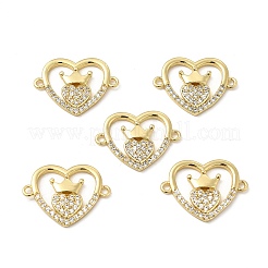Brass Micro Pave Clear Cubic Zirconia Connector Charms&nbsp;KK-E068-VB350